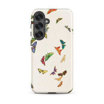 Rainbow Butterflies - Kamisaka Sekka Phone Case Samsung Galaxy S25 Plus / Matte Cream-colored Adorned Vibrant Multicolored Butterfly