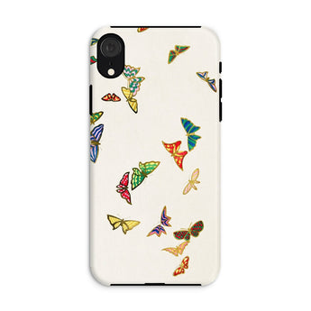 Rainbow Butterflies - Kamisaka Sekka Phone Case Iphone Xr / Matte Phone Case Colorful Butterfly Designs Scattered White Background Kamisaka