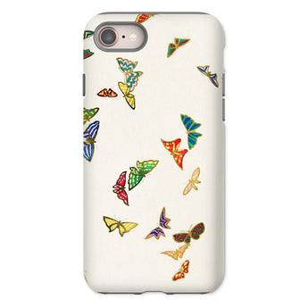 Rainbow Butterflies - Kamisaka Sekka Phone Case Iphone 8 / Matte Phone Case Colorful Butterfly Pattern Cream Background Kamisaka Sekka, Chō