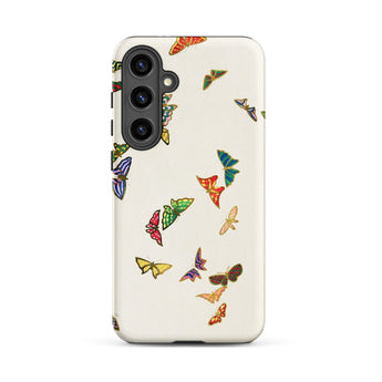 Rainbow Butterflies - Kamisaka Sekka Phone Case Samsung Galaxy S24 Plus / Matte Cream-colored Phone Case Adorned Vibrant Multicolored