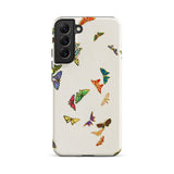 Rainbow Butterflies - Kamisaka Sekka Phone Case Samsung Galaxy S22 Plus / Matte Cream-colored Phone Case Adorned Vibrant Multicolored