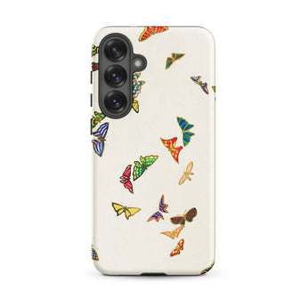 Rainbow Butterflies - Kamisaka Sekka Phone Case Samsung Galaxy S25 Plus / Matte Cream-colored Phone Case Adorned Vibrant Multicolored