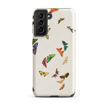 Rainbow Butterflies - Kamisaka Sekka Phone Case Samsung Galaxy S21 Plus / Matte Vibrant Multi-colored Butterfly Pattern Adorns Off-white