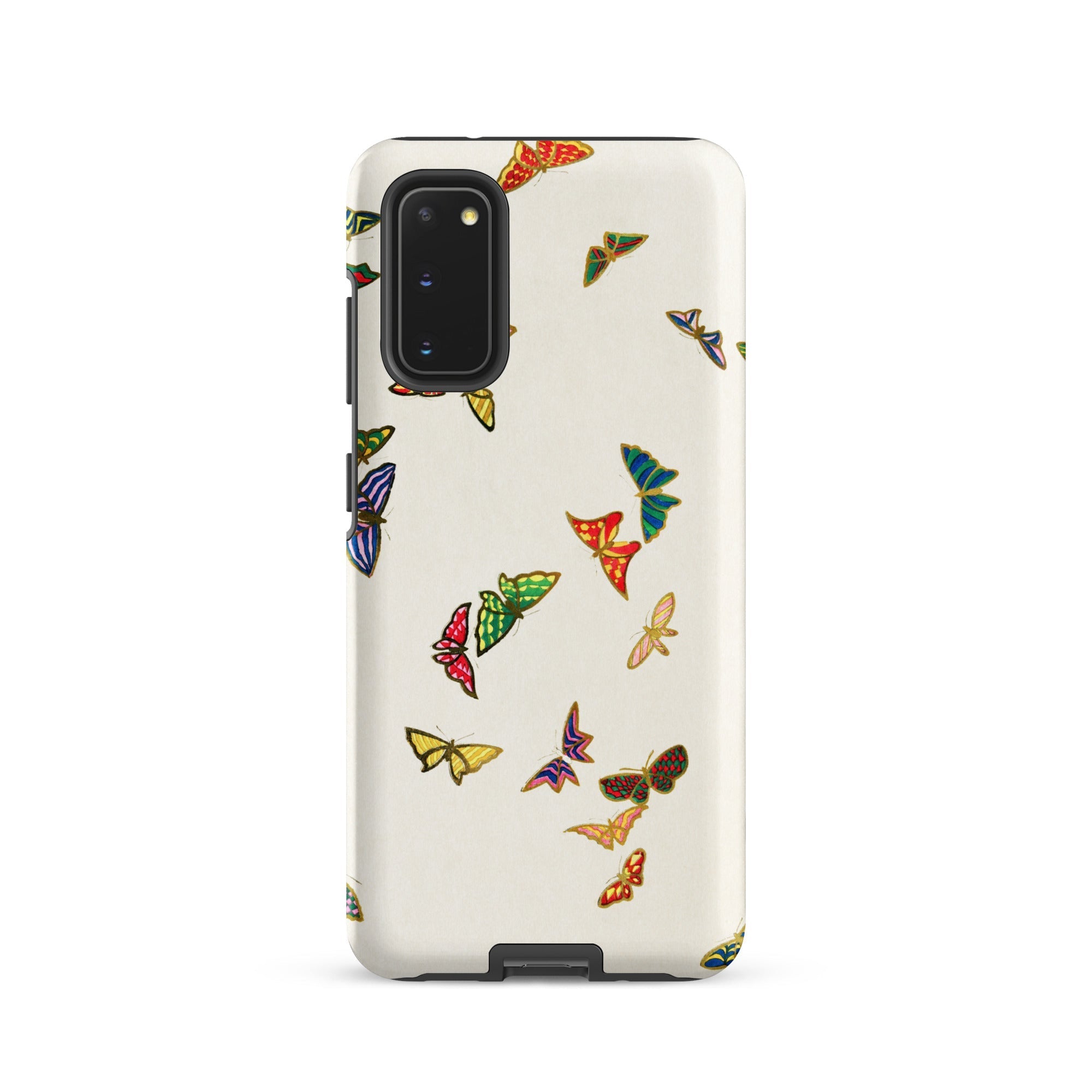 Rainbow Butterflies Kamisaka Sekka Samsung Case, Galaxy S20 / Matte, White Phone Case Adorned Colorful Butterfly Designs
