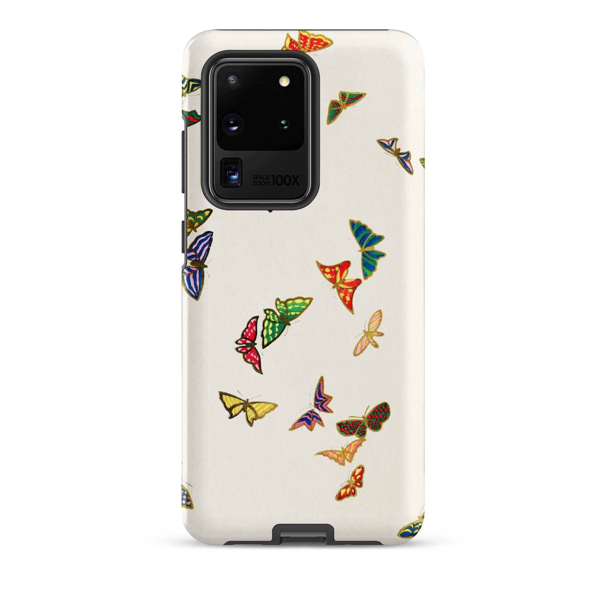 Rainbow Butterflies Kamisaka Sekka Samsung Case, Galaxy S20 Ultra / Matte, White Phone Case Adorned Colorful Butterfly Patterns