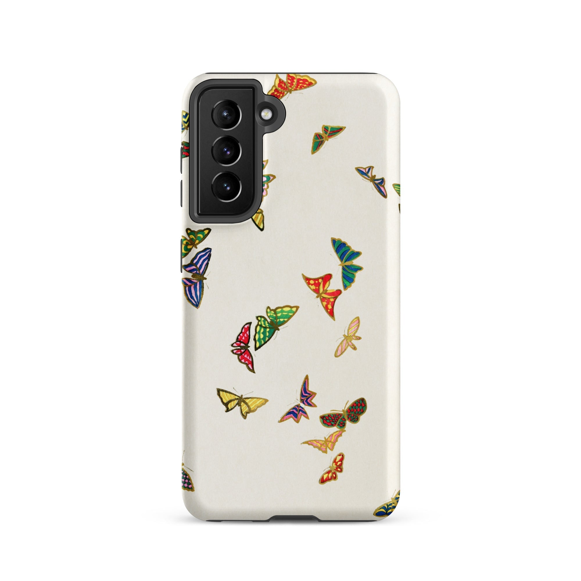 Rainbow Butterflies Kamisaka Sekka Samsung Case, Galaxy S21 / Matte, White Phone Case Colorful Butterfly Pattern