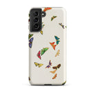 Rainbow Butterflies Kamisaka Sekka Samsung Case, Galaxy S21 Plus / Matte, White Smartphone Case Colorful Butterfly Pattern