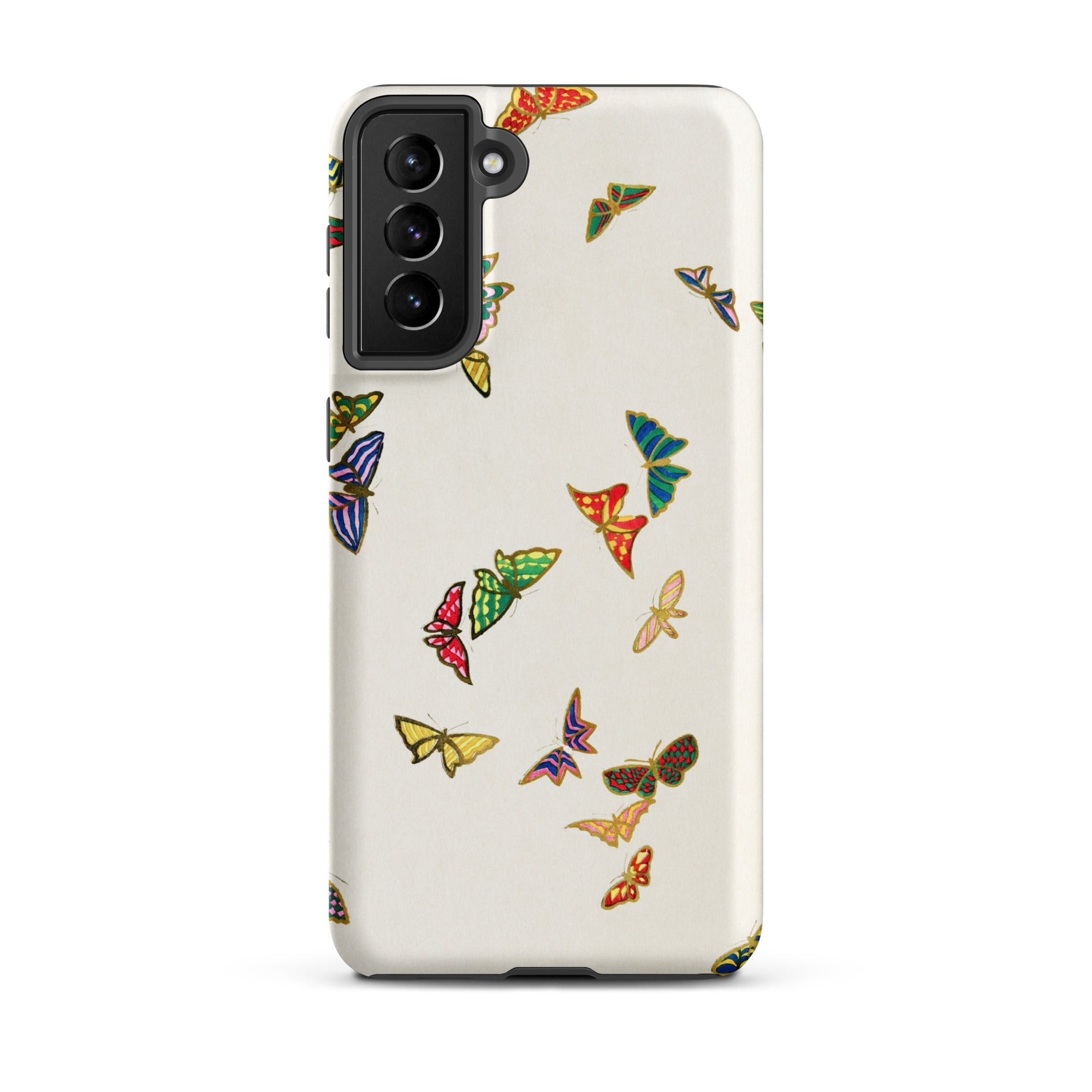 Rainbow Butterflies Kamisaka Sekka Samsung Case, Galaxy S21 Plus / Matte, White Smartphone Case Colorful Butterfly Pattern