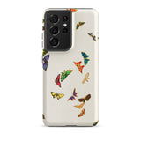 Rainbow Butterflies - Kamisaka Sekka Samsung Case, Galaxy S21 Ultra / Matte, White Smartphone Case Adorned Colorful Butterfly Patterns