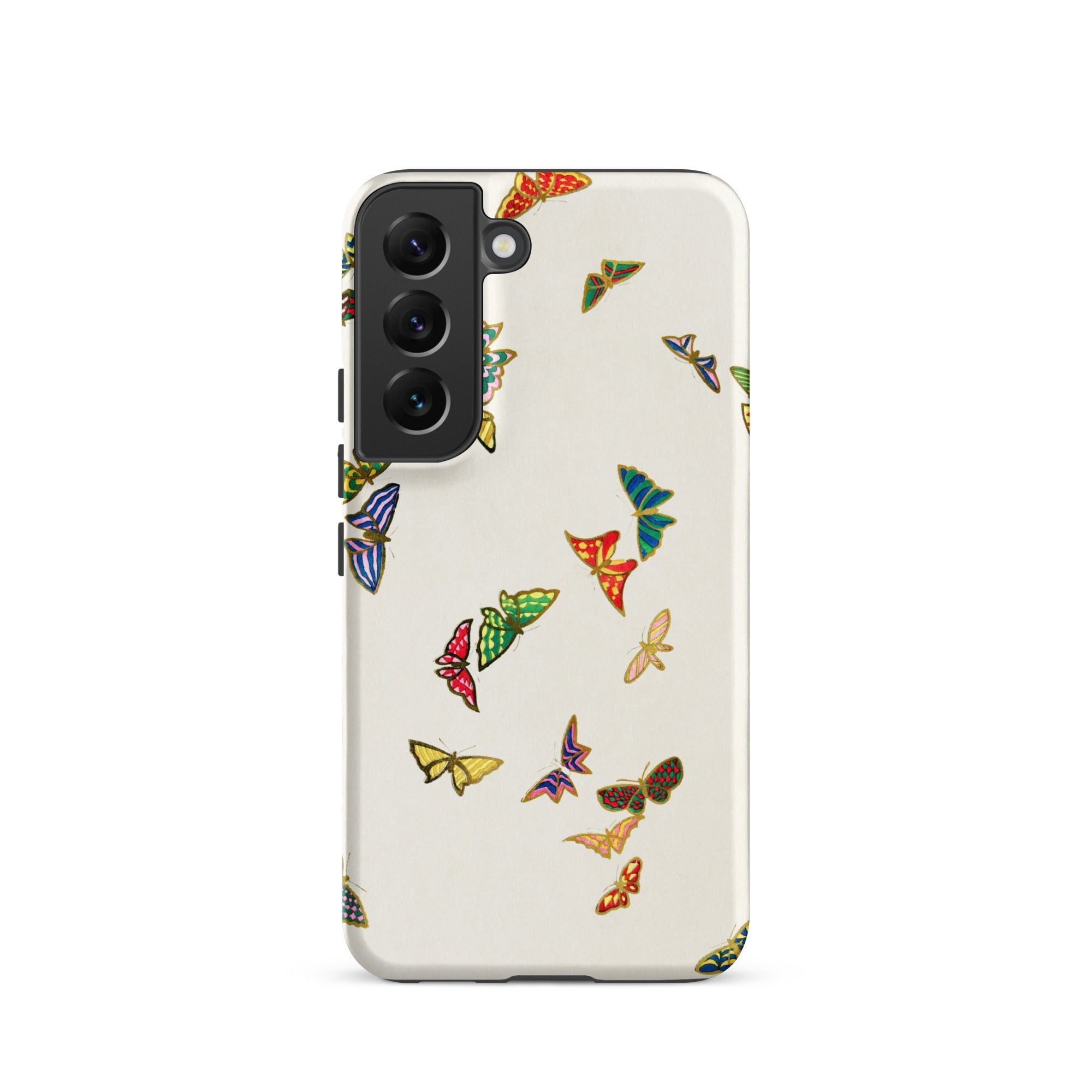 Rainbow Butterflies Kamisaka Sekka Samsung Case, Galaxy S22 / Matte, White Phone Case Colorful Butterfly Pattern