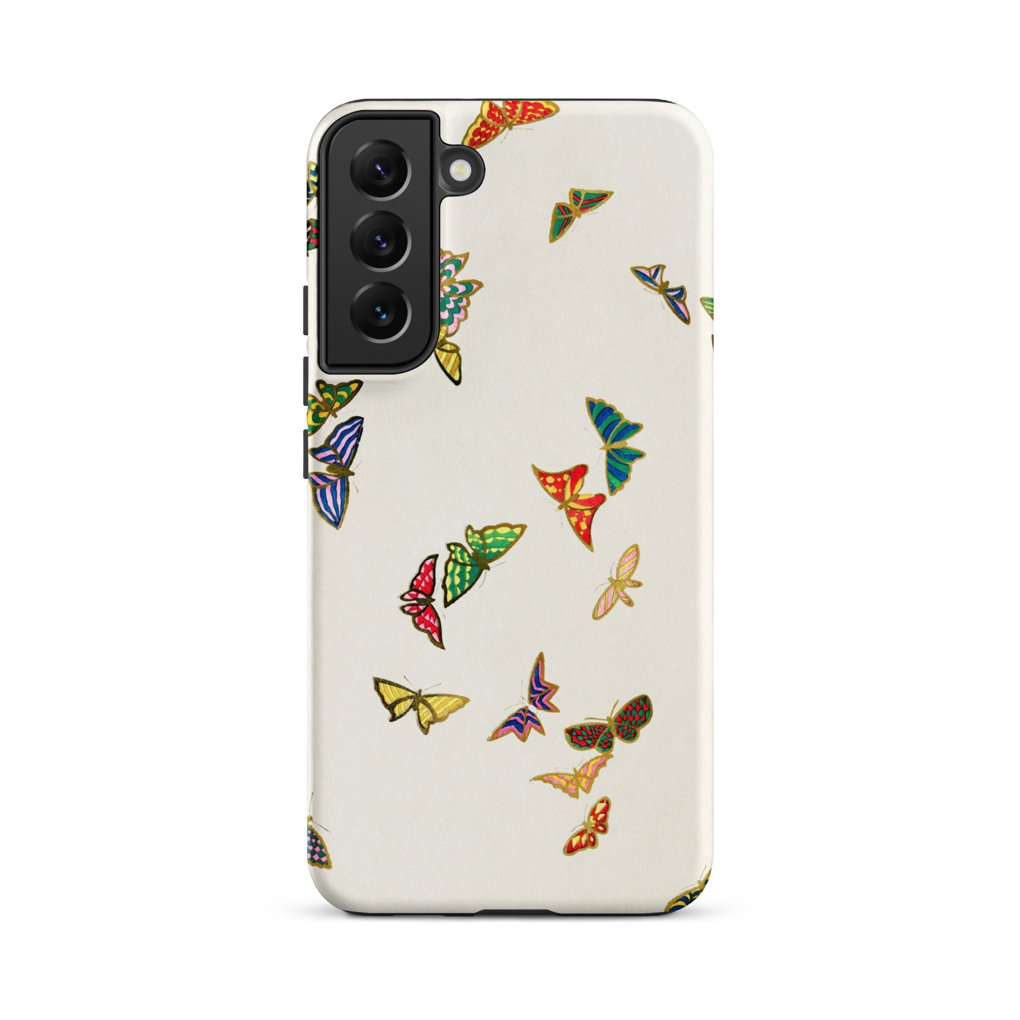 Rainbow Butterflies Kamisaka Sekka Samsung Case, Galaxy S22 Plus / Matte, White Smartphone Case Colorful Butterfly Pattern