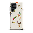 Rainbow Butterflies Kamisaka Sekka Samsung Case, Galaxy S22 Ultra / Matte, White Phone Case Adorned Colorful Butterfly Designs