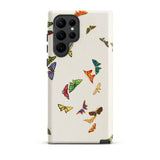 Rainbow Butterflies - Kamisaka Sekka Samsung Case, Galaxy S22 Ultra / Matte, White Phone Case Adorned Colorful Butterfly Designs