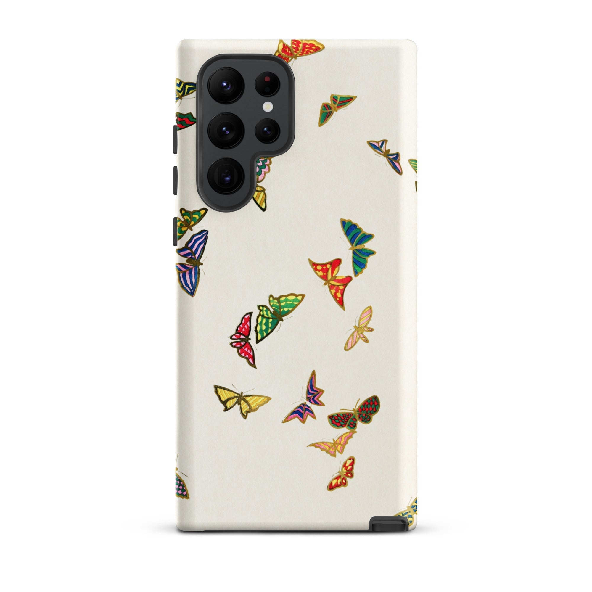 Rainbow Butterflies Kamisaka Sekka Samsung Case, Galaxy S22 Ultra / Matte, White Phone Case Adorned Colorful Butterfly Designs