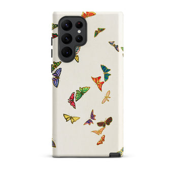 Rainbow Butterflies - Kamisaka Sekka Samsung Case, Galaxy S22 Ultra / Matte, White Phone Case Adorned Colorful Butterfly Designs