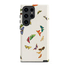 Rainbow Butterflies Kamisaka Sekka Samsung Case, Galaxy S23 Ultra / Matte, White Smartphone Case Adorned Colorful Butterfly Patterns