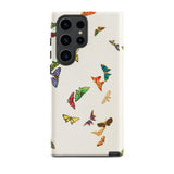 Rainbow Butterflies - Kamisaka Sekka Samsung Case, Galaxy S23 Ultra / Matte, White Smartphone Case Adorned Colorful Butterfly Patterns