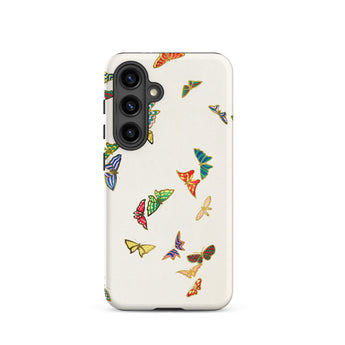 Rainbow Butterflies - Kamisaka Sekka Samsung Case, Galaxy S24 / Matte, White Smartphone Case Adorned Colorful Butterfly Designs