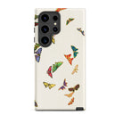 Rainbow Butterflies Kamisaka Sekka Samsung Case, Galaxy S24 Ultra / Matte, White Smartphone Case Adorned Array Colorful Butterflies