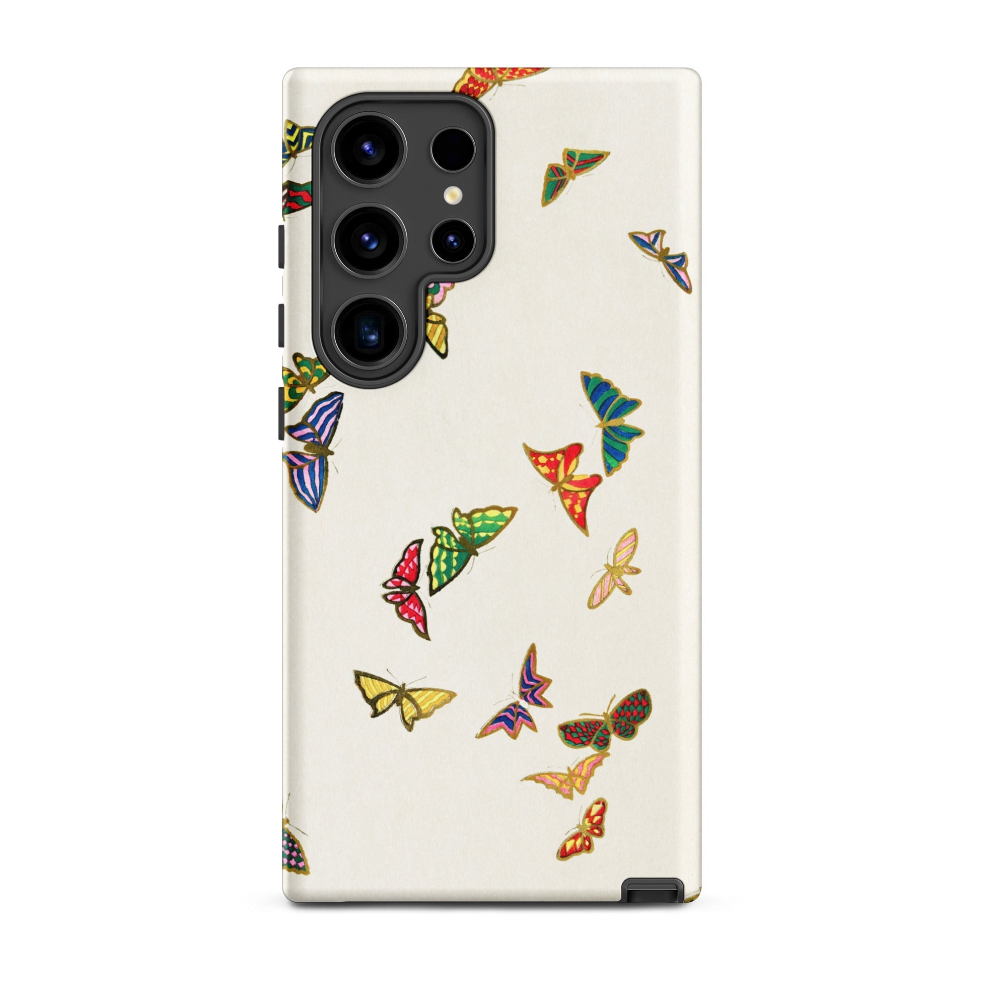 Rainbow Butterflies Kamisaka Sekka Samsung Case, Galaxy S24 Ultra / Matte, White Smartphone Case Adorned Array Colorful Butterflies