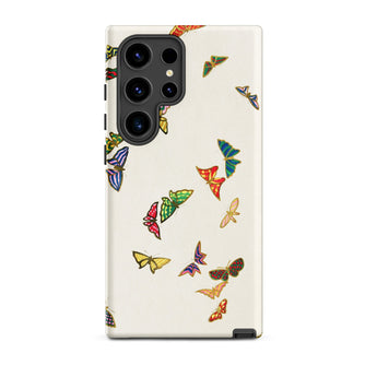 Rainbow Butterflies - Kamisaka Sekka Samsung Case, Galaxy S24 Ultra / Matte, White Smartphone Case Adorned Array Colorful Butterflies