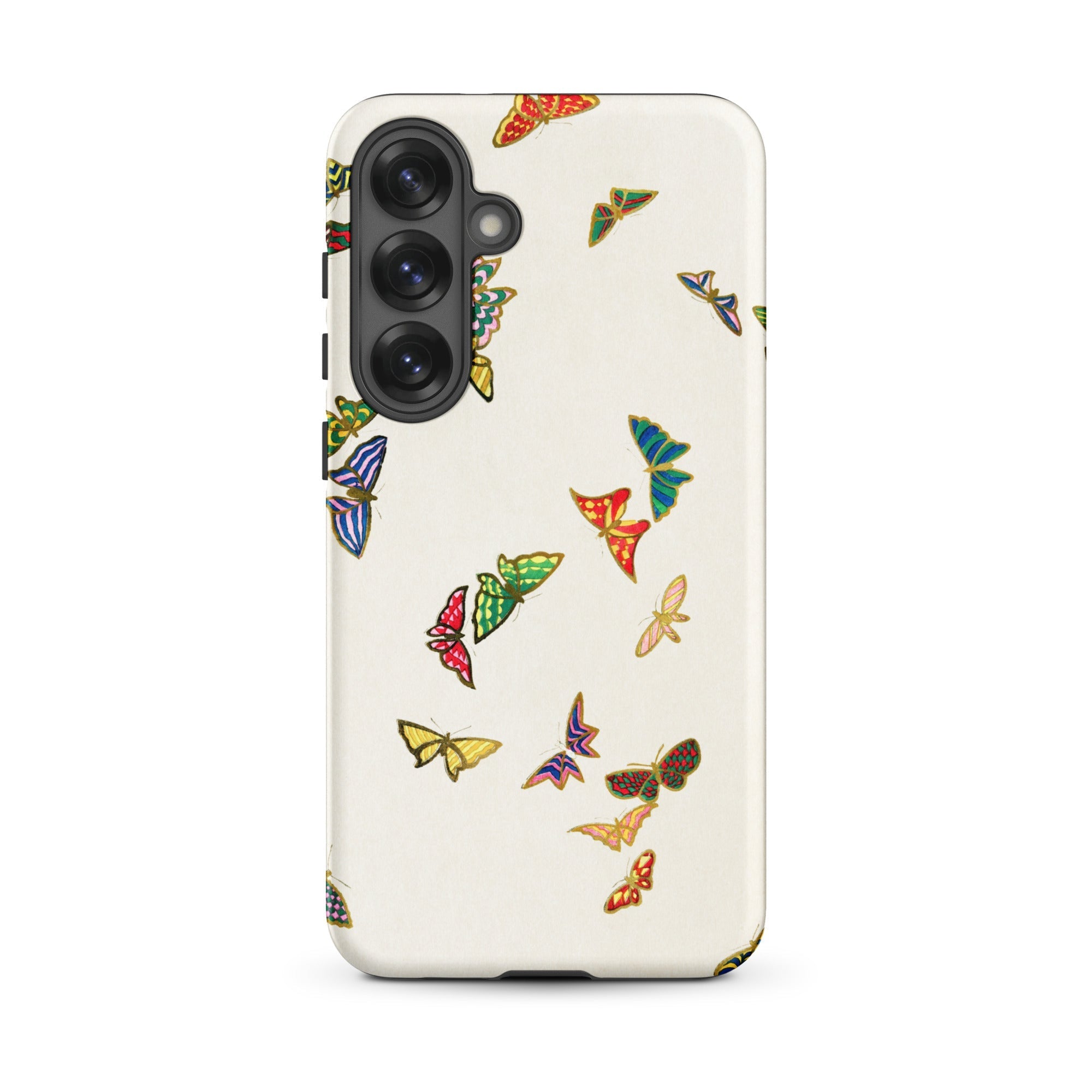 Rainbow Butterflies Kamisaka Sekka Samsung Case, Galaxy S25 Plus / Matte, White Phone Case Colorful Butterfly Pattern