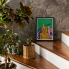 Rainbow Devil - Lanny Sommese Fine Art Print, Framed Colorful Cartoon-style Artwork Horned Creature