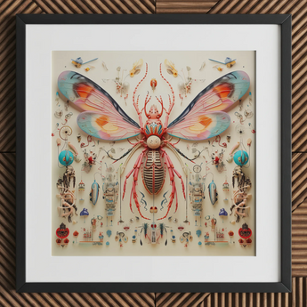 Rainbow Rover - Impression d'art sur la taxonomie des espèces extraterrestres, 12x12’’ / 31x31cm / Cadre noir / Passe-partout de 2’’, Affiches Impressions & Œuvres Visuelles, Toby Leon