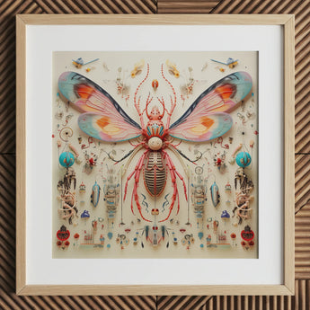 Rainbow Rover - Impression d'art sur la taxonomie des espèces extraterrestres, 12x12’’ / 31x31cm / Cadre naturel / Passe-partout de 2’’, Affiches Impressions & Œuvres Visuelles, Toby