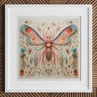 Rainbow Rover - Alien Species Taxonomy Art Print, 12x12’’ / 31x31cm / White Frame, Colorful Symmetrical Insect Artwork Winged Creature