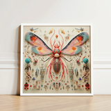 Vibrant Intricately Detailed Papercraft Insect Artwork Iridescent Pink Rainbow Rover, Alien Species Taxonomy, Xenobiological Artistry