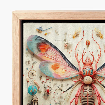 Detailed Sculpted Insect Translucent Pink Orange Wings Segmented Rainbow Rover, Alien Species Taxonomy, Xenobiological Artistry