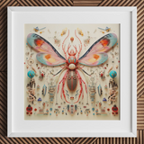 Rainbow Rover - Surreal Alien Taxonomy Art Print / Canvas Vibrant Intricately Detailed Insect Sculpture Translucent Blue Pink Rainbow