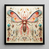 Rainbow Rover - Surreal Alien Taxonomy Art Print / Canvas Vibrant Intricately Detailed Insect Sculpture Translucent Pink Blue Rainbow