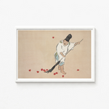 Framed Artwork Traditional East Asian Figure White Robes Kamisaka Sekka’s Raking, Print, Sekka Art