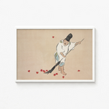 Framed Traditional East Asian Ink Wash Painting Figure Kamisaka Sekka’s Raking, Print, Sekka Art