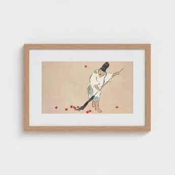 Raking - Kamisaka Sekka Meiji Woodblock Art Print / Canvas Minimalist Wooden-framed Artwork Traditional Japanese-style Illustration Figure