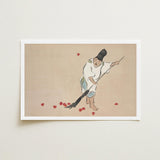 Raking - Kamisaka Sekka Meiji Woodblock Art Print / Canvas Framed Traditional Japanese Illustration Figure White Robes Sekka’s, Prints