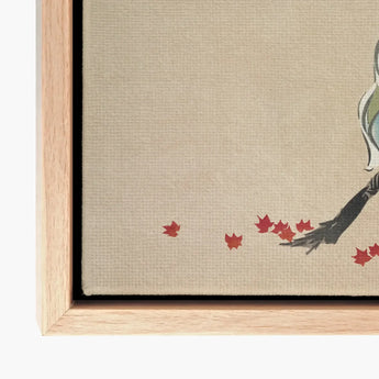 Raking - Kamisaka Sekka Meiji Woodblock Art Print / Canvas Beige Artwork Stylized Black Hand Red Maple Sekka’s, Prints