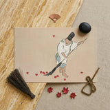 Raking - Kamisaka Sekka Meiji Woodblock Art Print / Canvas Beige Rectangular Stylized Illustration Traditional Japanese Figure Sekka’s,