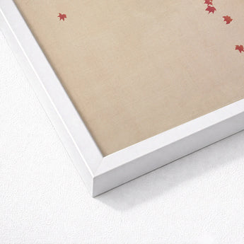 Raking - Kamisaka Sekka Meiji Woodblock Art Print / Canvas White Framed Picture Beige Red Maple Leaf Decals Sekka’s, Prints