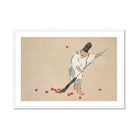 Raking Kamisaka Sekka Meiji Woodblock Art Print, Figure Traditional Asian Clothing Sweeps Red Maple Leaves