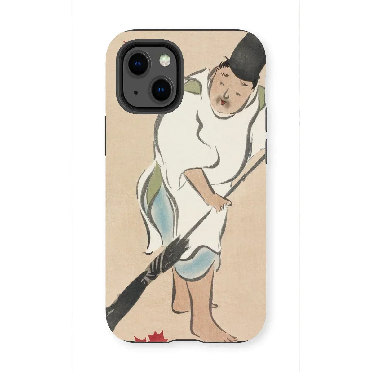Raking - Kamisaka Sekka Rinpa Art Iphone Case, 13 Mini / Matte, Phone Case Illustration Person Broom