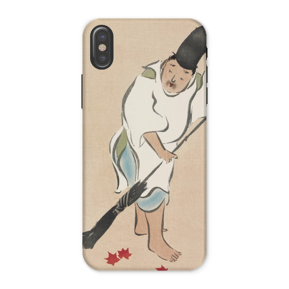 Raking Kamisaka Sekka Rinpa Art Iphone Case, x / Matte, Phone Case Illustration Person Red Leaves