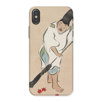 Raking - Kamisaka Sekka Rinpa Art Iphone Case, x / Matte, Phone Case Illustration Person Red Leaves
