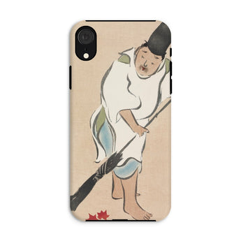 Raking - Kamisaka Sekka Rinpa Art Iphone Case, Xr / Matte, Phone Case Artistic Illustration Person Red Leaves Broom