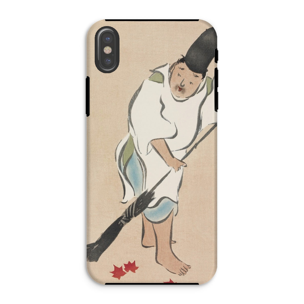 Raking Kamisaka Sekka Rinpa Art Iphone Case, Xs / Matte, Phone Case Artistic Illustration Person Red Leaves