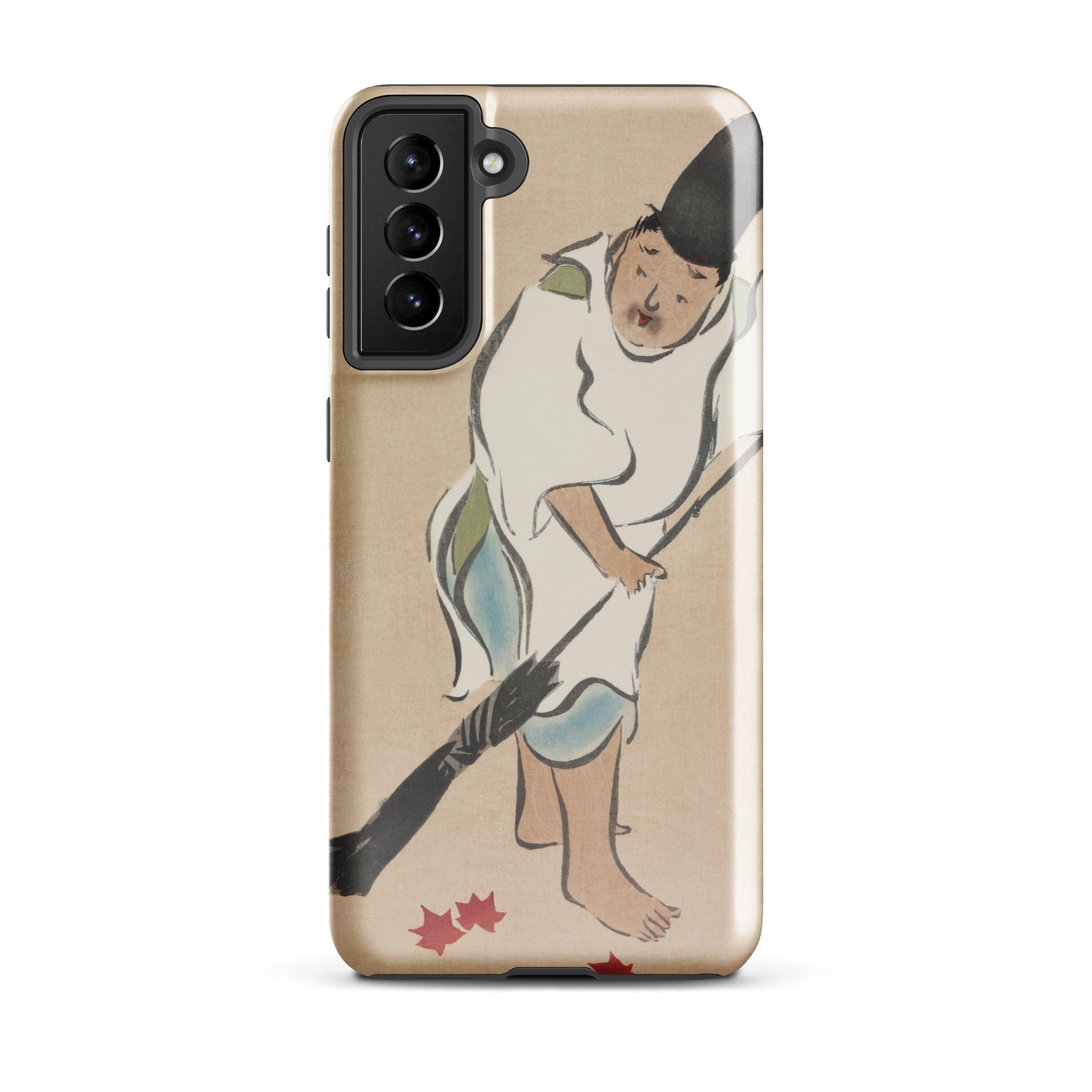 Raking Kamisaka Sekka Rinpa Art Samsung Case, Galaxy S21 Plus / Matte, Smartphone Case Traditional Japanese Style Illustration Man Fallen