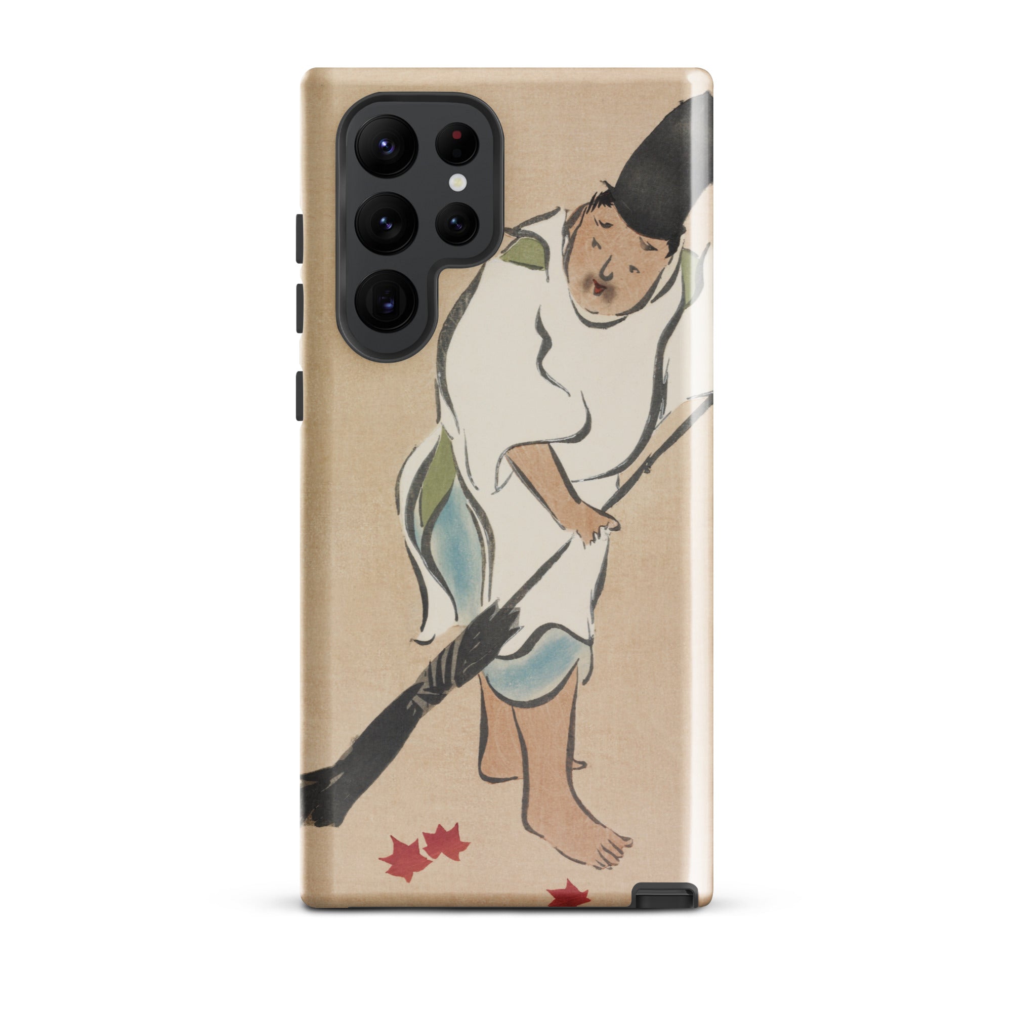 Raking Kamisaka Sekka Rinpa Art Samsung Case, Galaxy S22 Ultra / Matte, Smartphone Case Traditional Japanese Painting Person Autumn Leaves
