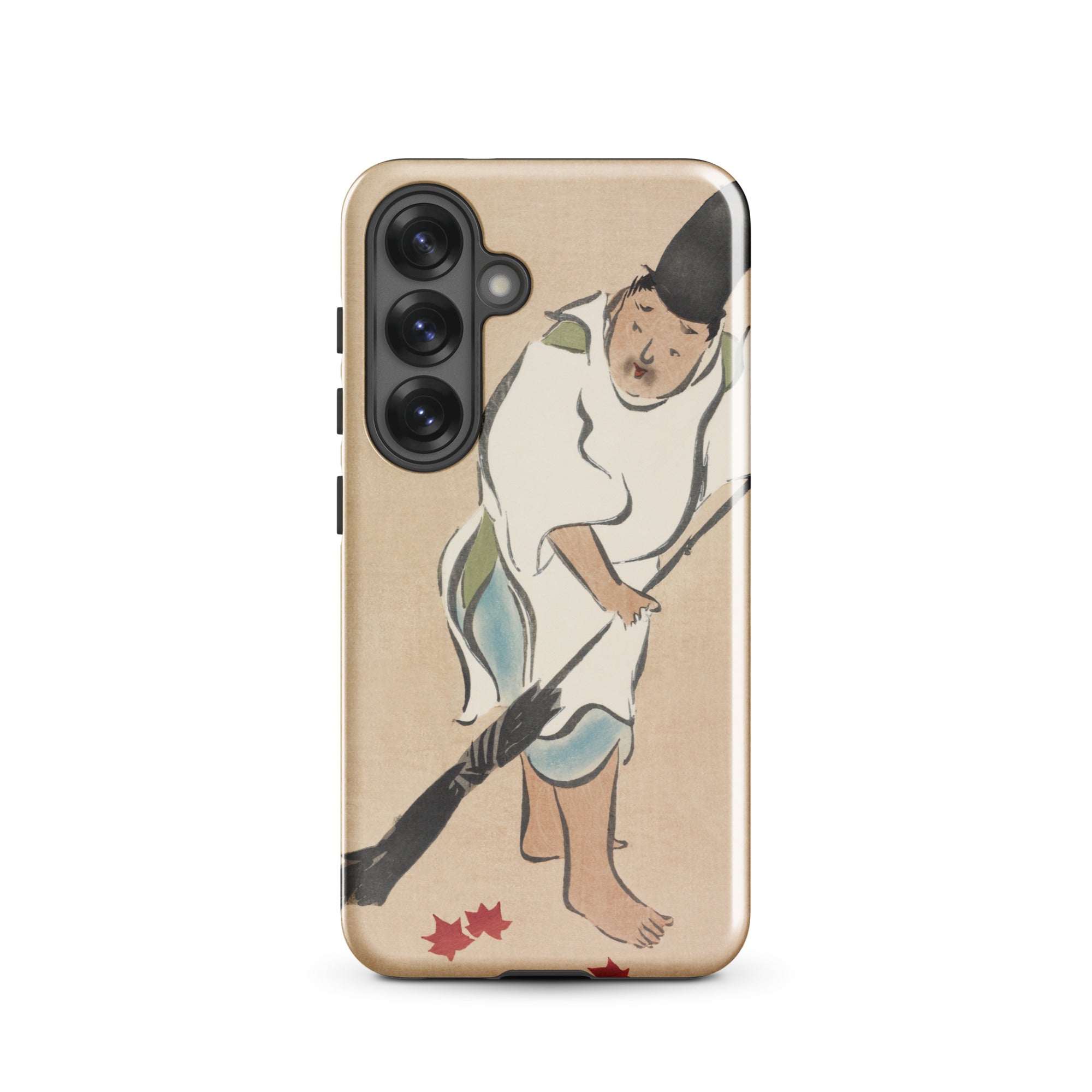Raking Kamisaka Sekka Rinpa Art Samsung Case, Galaxy S25 / Matte, Smartphone Case Traditional Japanese Style Illustration Person Fallen Red